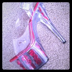 Pleaser dancer heels with roses